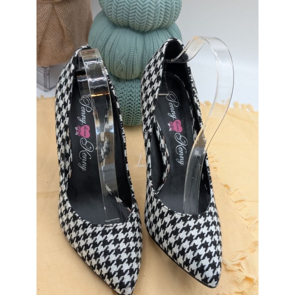 Penny Loves Kenny Houndstooth Pump Heels Women's Size 7.5 M Pointed Toe Stiletto